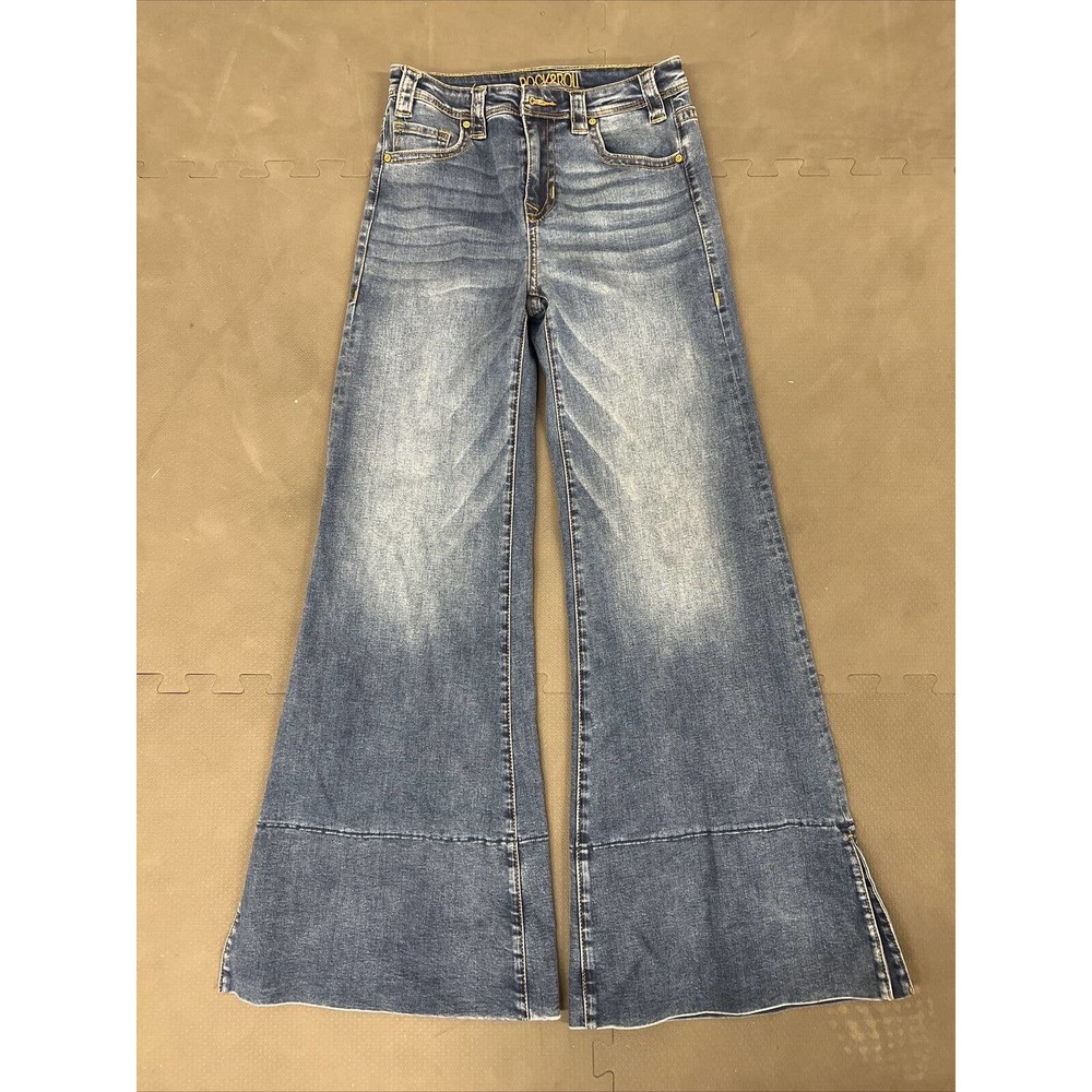 Rock & Roll Cowgirl Jeans High Rise Palazzo Flare Bell Bottom Low Rise Stretch